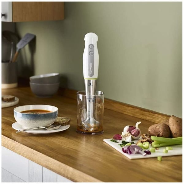Kenwood Hand Blender 600W with 500ml Chopper, Whisk, Stainless Steel Wand, Triblade. HDP109WG White Kenwood Hand Blender 600W with 500ml Chopper, Whisk, Stainless Steel Wand, Triblade. HDP109WG White