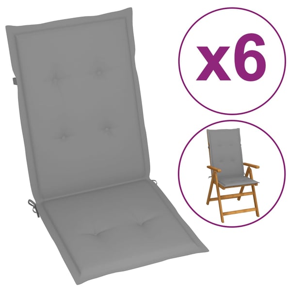 vidaXL Garden Chair Cushions 6 pcs Grey 120x50x3 cm