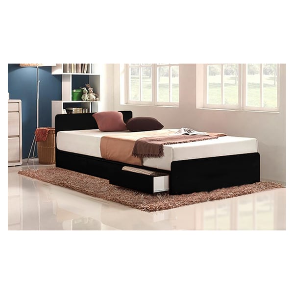 Three-Drawer Storage King Bed Without Mattress Black Three-Drawer Storage King Bed Without Mattress Black