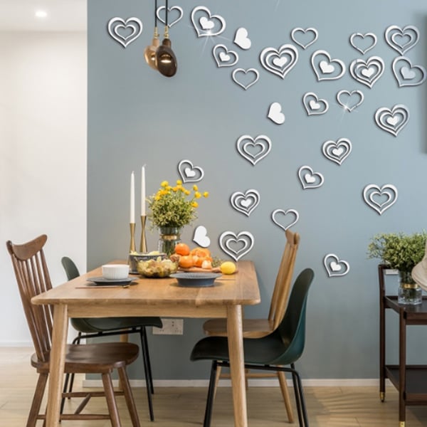 Deals For Less - Heart Mirror 3d Wall Stickers Acrylic Home Decoration