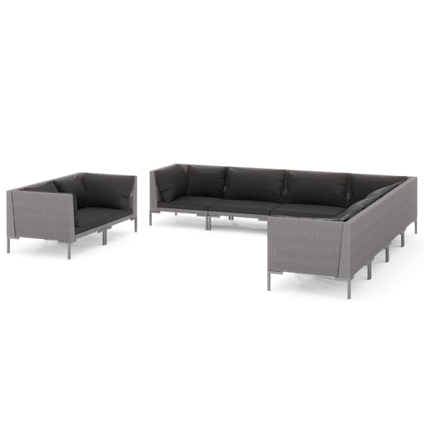 vidaXL 9 Piece Garden Lounge Set with Cushions Poly Rattan Dark Grey vidaXL 9 Piece Garden Lounge Set with Cushions Poly Rattan Dark Grey