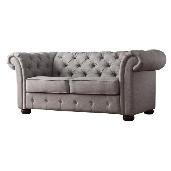 Vegard Tufted Chesterfield Loveseat in Grey Color Vegard Tufted Chesterfield Loveseat in Grey Color