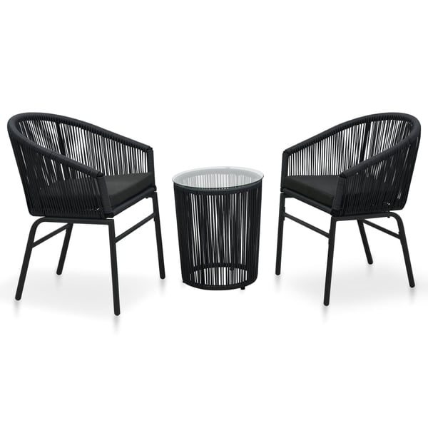 Vidaxl 3 Piece Bistro Set With Cushions Pvc Rattan Black