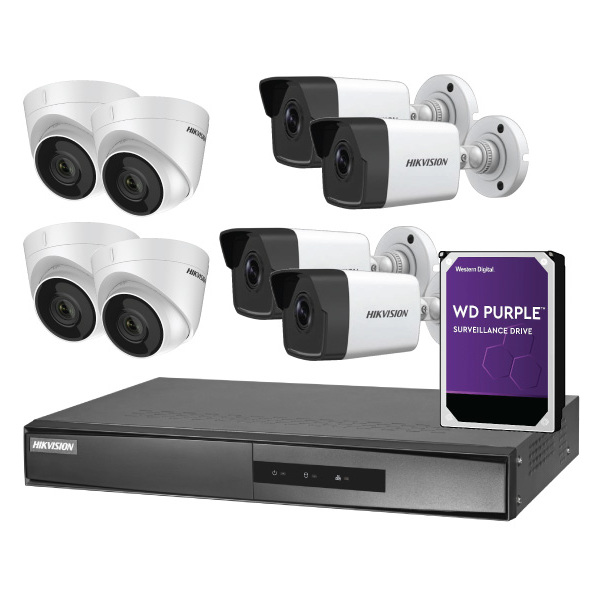 Hikvision 8-Channel NVR Surveillance Kit with 4 Turret Cameras, 4 Bullet Cameras and 4TB WD Purple Drive Hikvision 8-Channel NVR Surveillance Kit with 4 Turret Cameras, 4 Bullet Cameras and 4TB WD Purple Drive