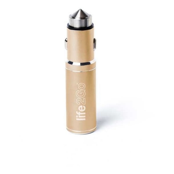 Life2Go Car Charger W/Power Bank 1000mAh Light Gold LG100727038