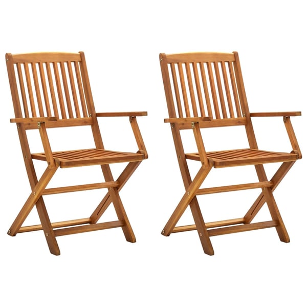 vidaXL Folding Outdoor Chairs 2 pcs Solid Acacia Wood