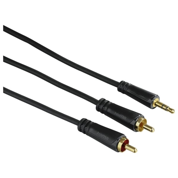 Hama 122299 Audio Cable 3.5mm Jack Plug-2RCA Plug Stereo Gold-Plated 3M