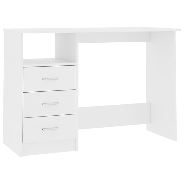 Vidaxl Desk With Drawers White 110x50x76 Cm Engineered Wood