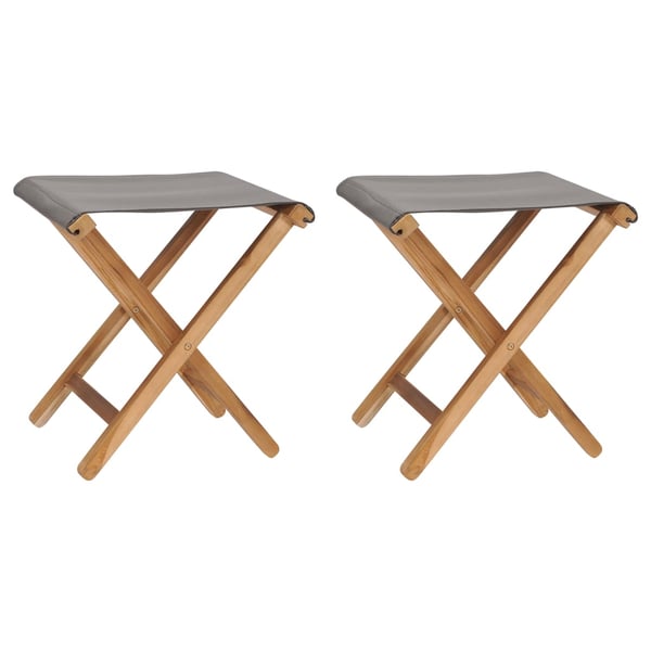 Vidaxl Folding Chairs 2 Pcs Solid Teak Wood And Fabric Dark Grey Vidaxl Folding Chairs 2 Pcs Solid Teak Wood And Fabric Dark Grey