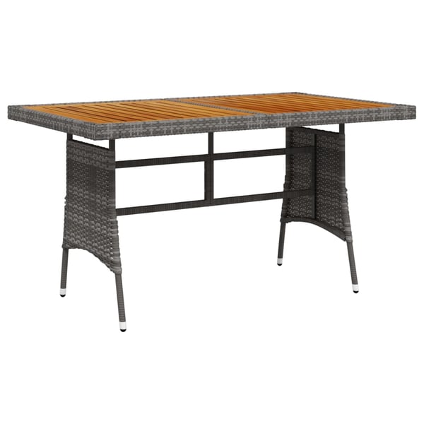 Vidaxl Garden Table Grey 130x70x72 Cm Poly Rattan & Solid Acacia Wood