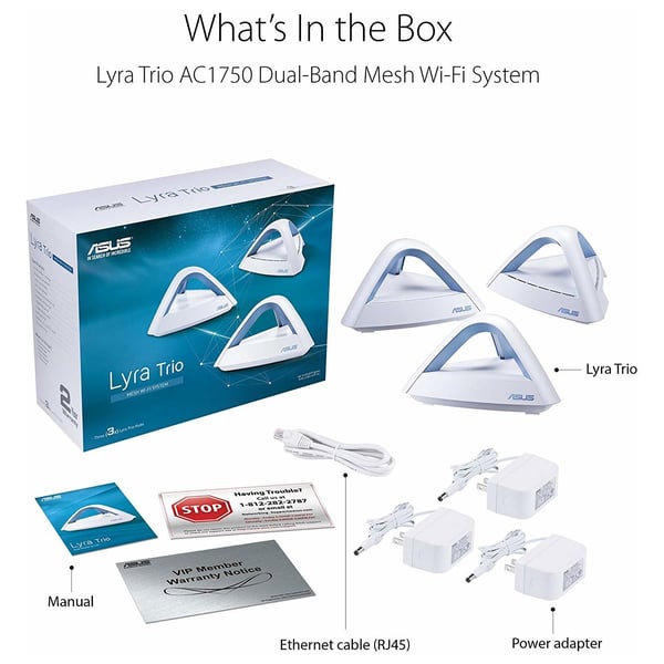 Asus LYRA Trio AC1750 Whole-Home Hub Mesh Wi-Fi System 3Pack Asus LYRA Trio AC1750 Whole-Home Hub Mesh Wi-Fi System 3Pack