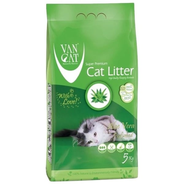 Buy Van Cat White Clumping Bentonite Cat Litter Aloe Vera 5Kg in Dubai
