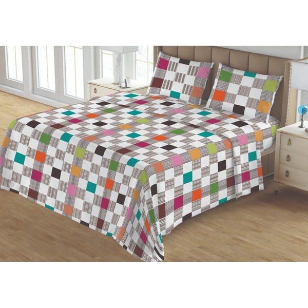 BYFT Premium Single Size Flat Bedsheet 150x230 CM and Pillow Case (Checkered)