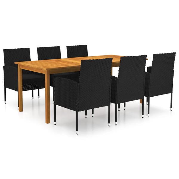 vidaXL 7 Piece Garden Dining Set Black vidaXL 7 Piece Garden Dining Set Black