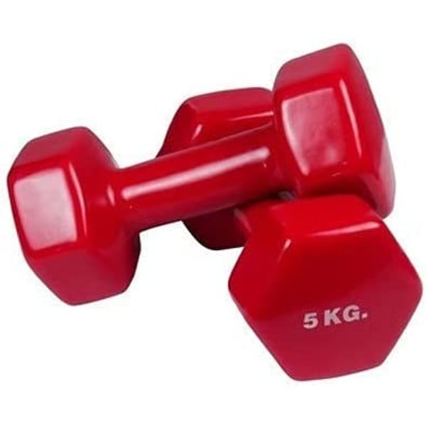 ULTIMAX 2Pcs Fitness Vinyl Dumbbell Hand Weights All-Purpose Color Coded Dumbbell for Strength Training Yoga Dumbbell RED (5 kg)