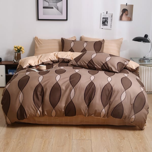 Buy LUNA HOME King Size 6 Pieces set, Reversible Geometric Design Brown