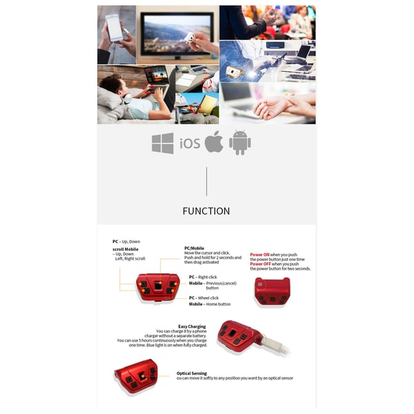 Goalmu Tree Wearable Mouse With Pointer Red Pearl - 2Pcs Bundle Goalmu Tree Wearable Mouse With Pointer Red Pearl - 2Pcs Bundle