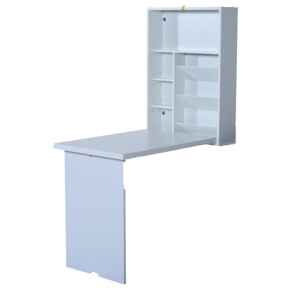 Class CL08238WT Wall Mount Folding Desk with Shelves and White board