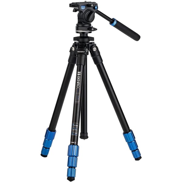 Benro Tsl08as2csh Slim Video With Fluid Video Head Aluminium Tripod - Black