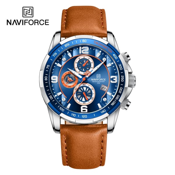 Naviforce NF8020L-TANBLU- Genuine Leather Belt Chronograph Edition Naviforce NF8020L-TANBLU- Genuine Leather Belt Chronograph Edition