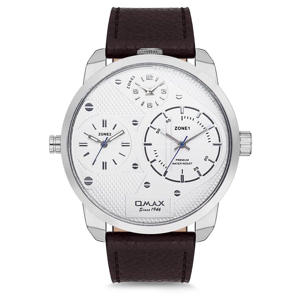 Omax Triple Time Series Black Leather Analog Watch For Men TT01P32I Omax Triple Time Series Black Leather Analog Watch For Men TT01P32I