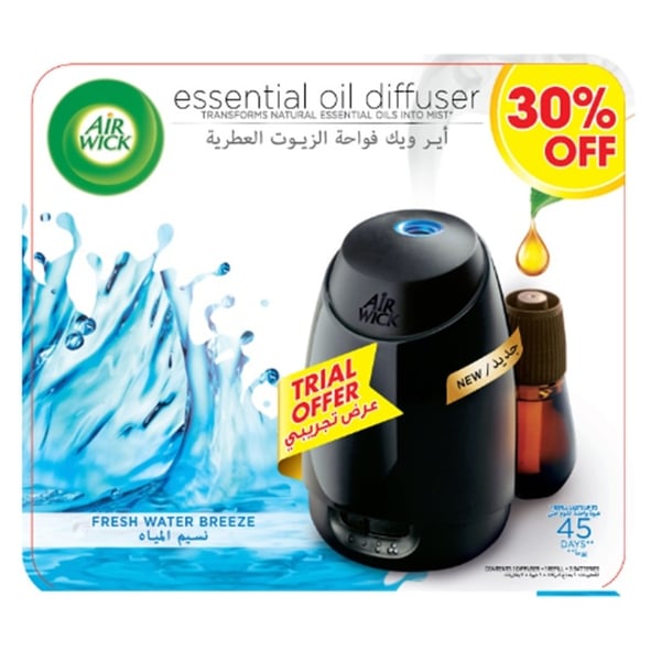 Airwick Air Freshner Essential Oil Diffuser Kit FreshWater Breeze Twin Pack 30% Off
