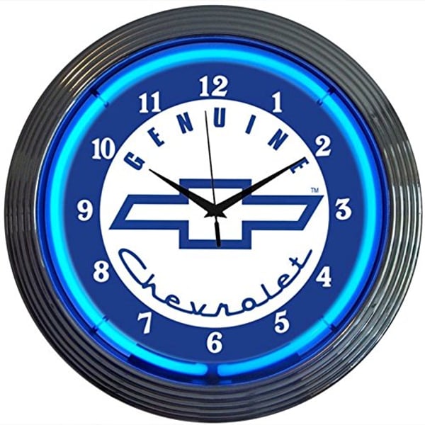Neonetics Cars And Motorcycles Genuine Chevrolet Neon Wall Clock, 15-Inch, Blue Chevy