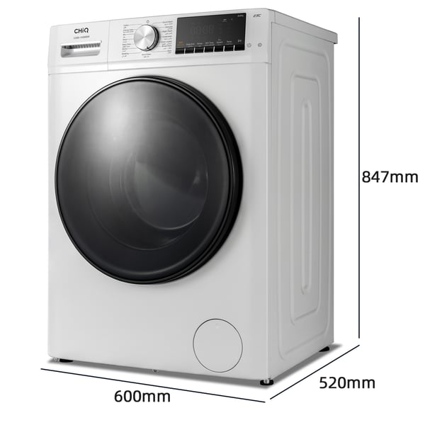 CHiQ CG80-14586BS Washing Machine 8kg AI One touch with Quick wash Function, High Speed 1400 rpm, Counter Depth and Child lock, Inverter Motor, Silver