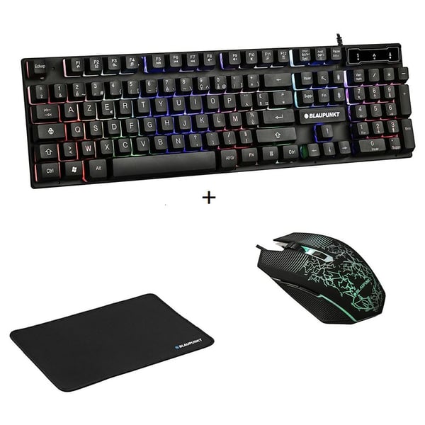Blaupunkt RGB Gaming Keyboard + Mouse + Mouse Pad Black