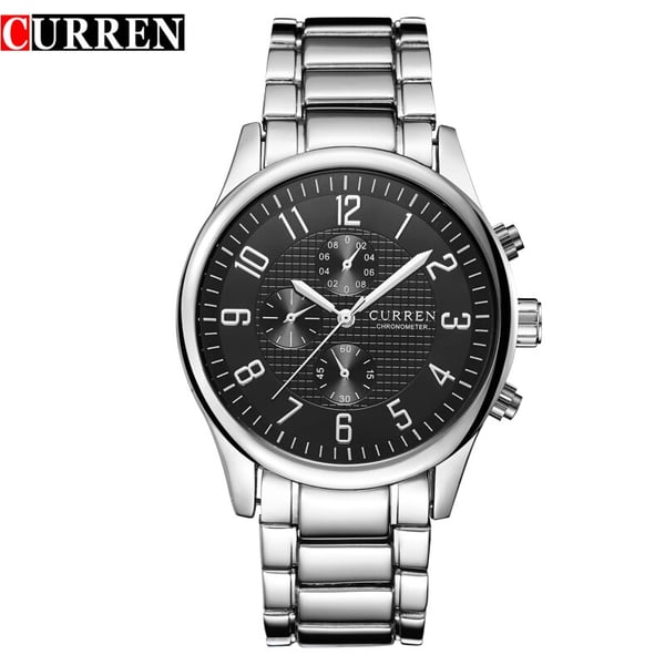 Curren CRN8046-SLVR/BLK- Quartz Men's Waterproof Stainless Steel Watch Curren CRN8046-SLVR/BLK- Quartz Men's Waterproof Stainless Steel Watch