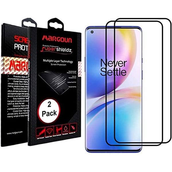 Margoun 2 Pack For Oneplus 9 Pro / Oneplus 10 Pro Screen Protector Tempered Glass 3d, Full Coverage Protective Film Side Glue (black Side)