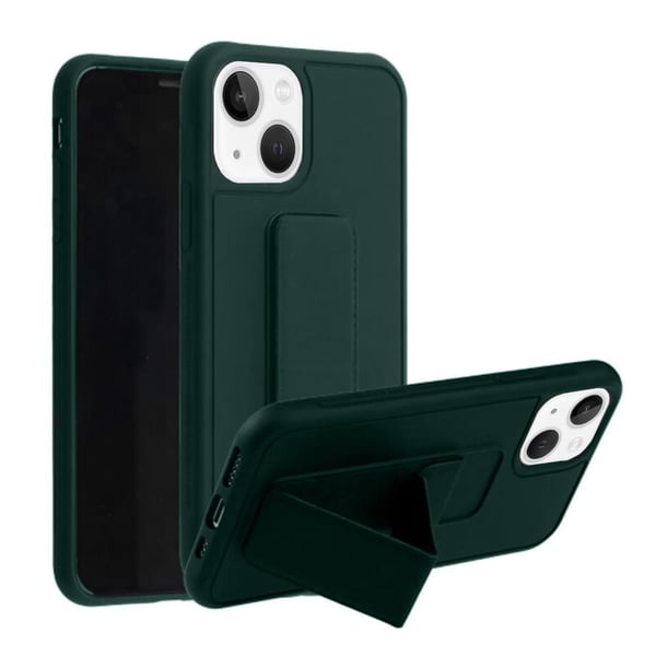 Margoun case for iPhone 14 with Hand Grip Foldable Magnetic Kickstand Wrist Strap Finger Grip Cover 6.1 inch Dark Green