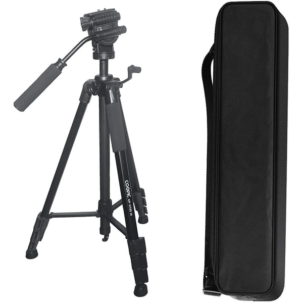 Coopic Cp-vt05 Iii, Foldable Tripod With Max Height 190cm/74.80inch With Horizontal Fluid Pan Head For Camera And Camcorder Photography Load Up To 5kg.