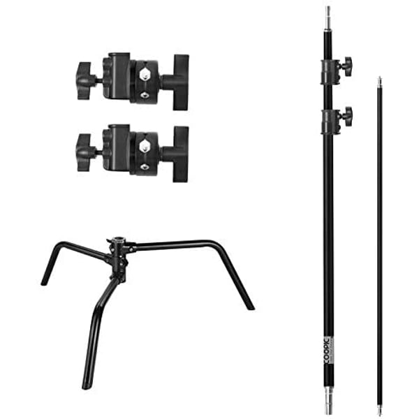 Coopic Photo Studio Heavy Duty 10 Feet 3 Meters Adjustable C Stand 1 Meter Holding Arm With 2 Pieces Grip Head For Video Reflector Monolight And Other Photographic Equipment