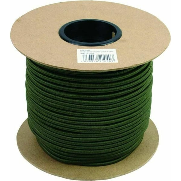 Highlander Shock Cord, 6mm X 100m, Olive