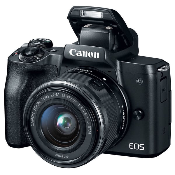 Buy Canon Eos M50 Mirrorless Digital Camera Black With Ef M 15 45mm F 3 5 6 3 Is Stm Lens Online In Uae Sharaf Dg