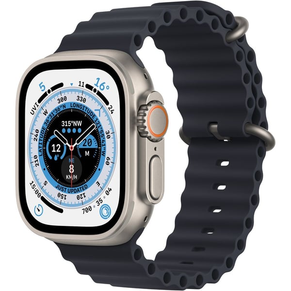Apple Watch Ultra GPS + Cellular, 49mm Titanium Case with Midnight Ocean Band Apple Watch Ultra GPS + Cellular, 49mm Titanium Case with Midnight Ocean Band
