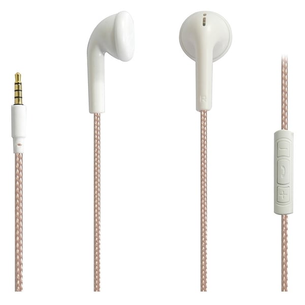 We Earphone With Mic & Woven Cable 1.20m Pink/Gold WEINTRANYR