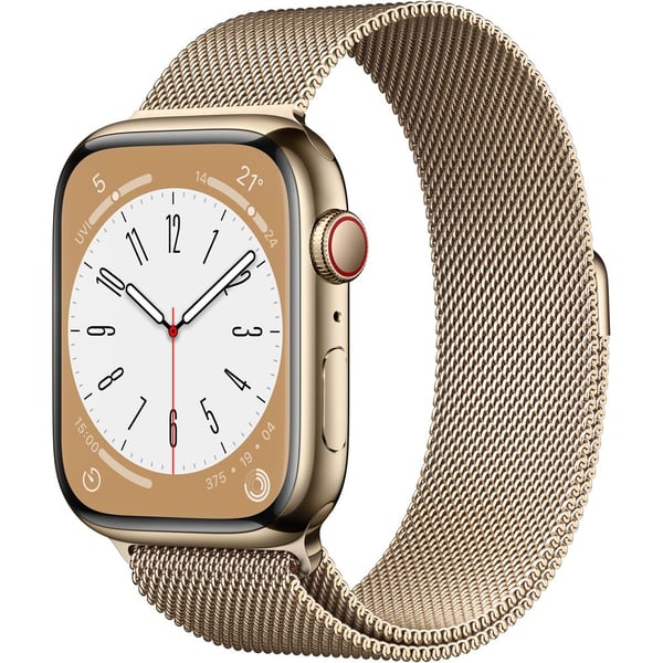 Apple Watch Series 8 GPS + Cellular 41mm Gold Stainless Steel Case with Gold Milanese Loop Apple Watch Series 8 GPS + Cellular 41mm Gold Stainless Steel Case with Gold Milanese Loop