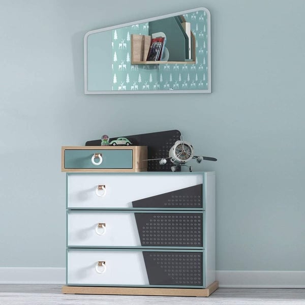 Porto White and Natural Oak Dressing Table with Mirror Porto White and Natural Oak Dressing Table with Mirror