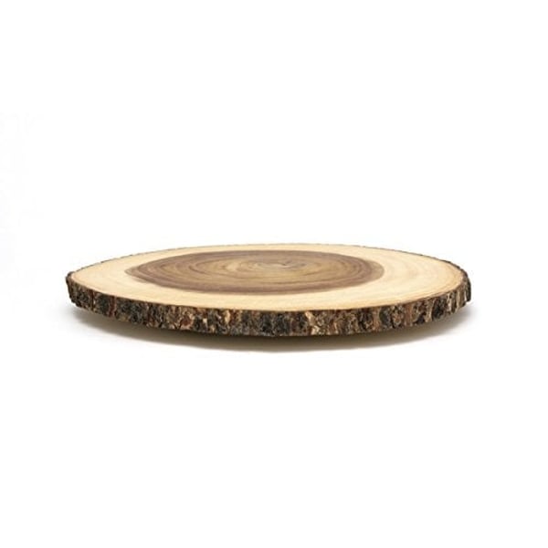 Lipper International Acacia Wood Large Slab Lazy Susan With Bark Rim