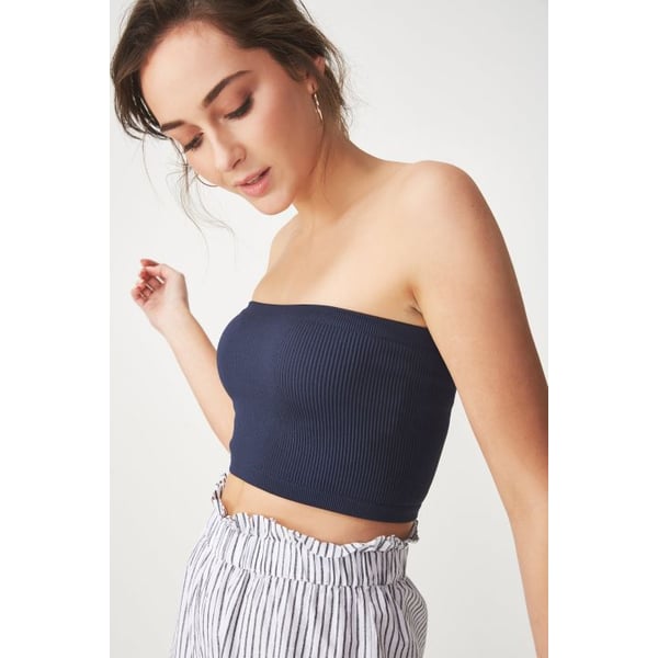Cotton On Samantha Seam Free Rib Tube Blue Medium price in Bahrain
