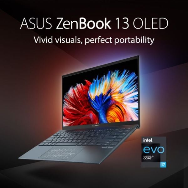 ASUS Zenbook 13 OLED UX325EA-OLED001W Slim Laptop - Core i7 2.8GHz 16GB 1TB Shared Win11Home 13.3inch FHD OLED Pine Grey English/Arabic Keyboard