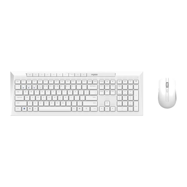Rapoo 8210M Multi Mode Wireless Keyboard Mouse Combo White EN/AR Rapoo 8210M Multi Mode Wireless Keyboard Mouse Combo White EN/AR