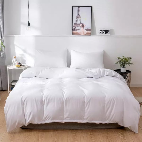 Luna Home Premium Collection King Size 6 Pieces Bedding Set Without Filler, Plain Snow White Color
