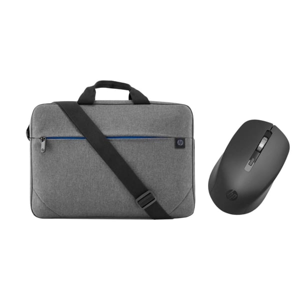 Hp Prelude Topload Briefcase For 15.6-inch Laptops Grey + Hp Wireless Mouse Black S1000 Plus - Bundle offer