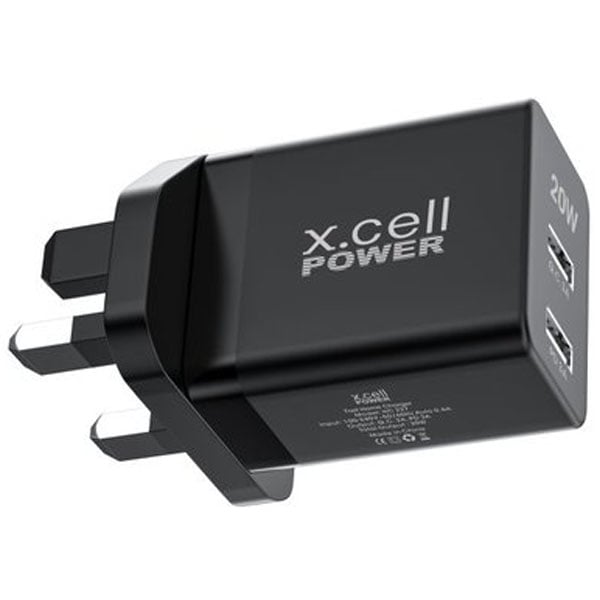 Xcell Dual Port Wall Charger Black Xcell Dual Port Wall Charger Black