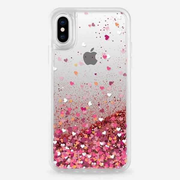 Casetify Glitter Case iPhone Xs/X Rose Gold Confetti Hearts Casetify Glitter Case iPhone Xs/X Rose Gold Confetti Hearts