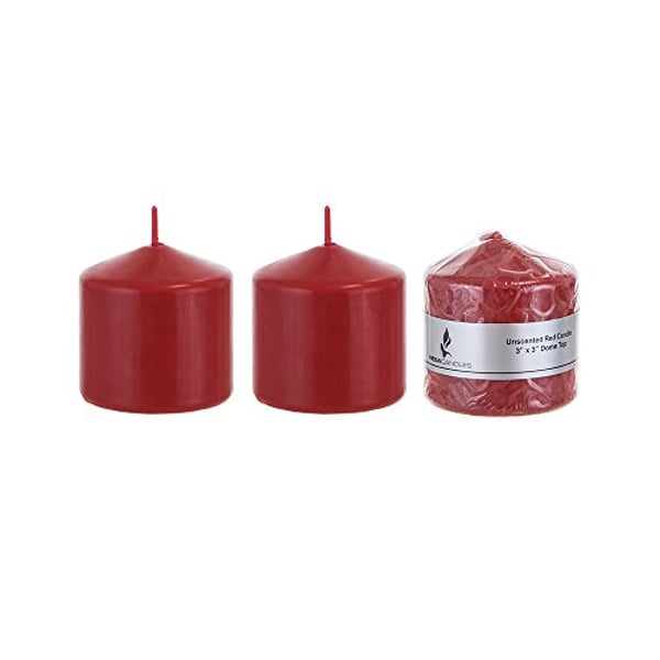 Mega Candles 3 Pcs Unscented Red Round Pillar Candle, Pressed Premium Wax Candles 3 Inch X 3 Inch, Home D Cor, Wedding Receptions, Baby Showers, Birthdays, Celebrations, Party Favors & More