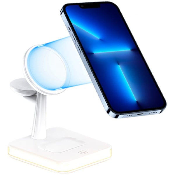Glassology 4 In 1 Magnetic Wireless Charging Stand With Lamp White Glassology 4 In 1 Magnetic Wireless Charging Stand With Lamp White